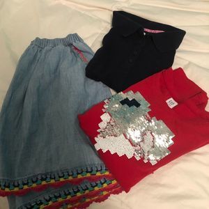 GAP GIRLS BUNDLE Polo Tee, Long-sleeve T, Skirt, L